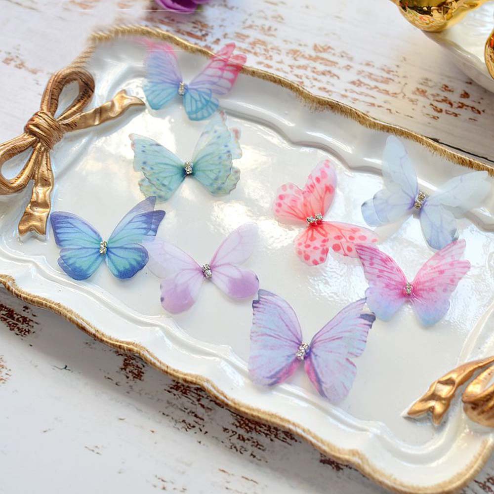 Bộ 20 hình bướm vải voan hai lớp trang trí quần áo DIY