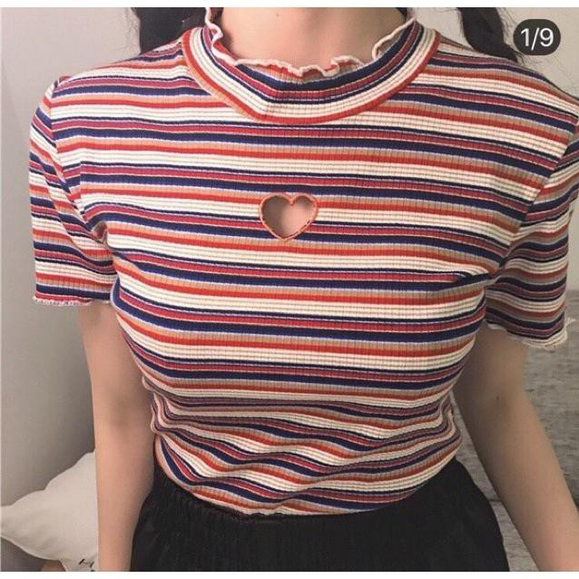 [Xưởng sỉ] ÁO CROPTOP KHOÉT TIM SIÊU XINH (hình thật)
