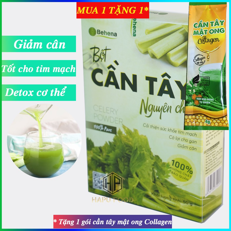[Mã 267FMCGSALE giảm 8% đơn 500K] Bột cần tây nguyên chất Behena 50gr - Cải thiện sức khoẻ tim mạch - HapuFood