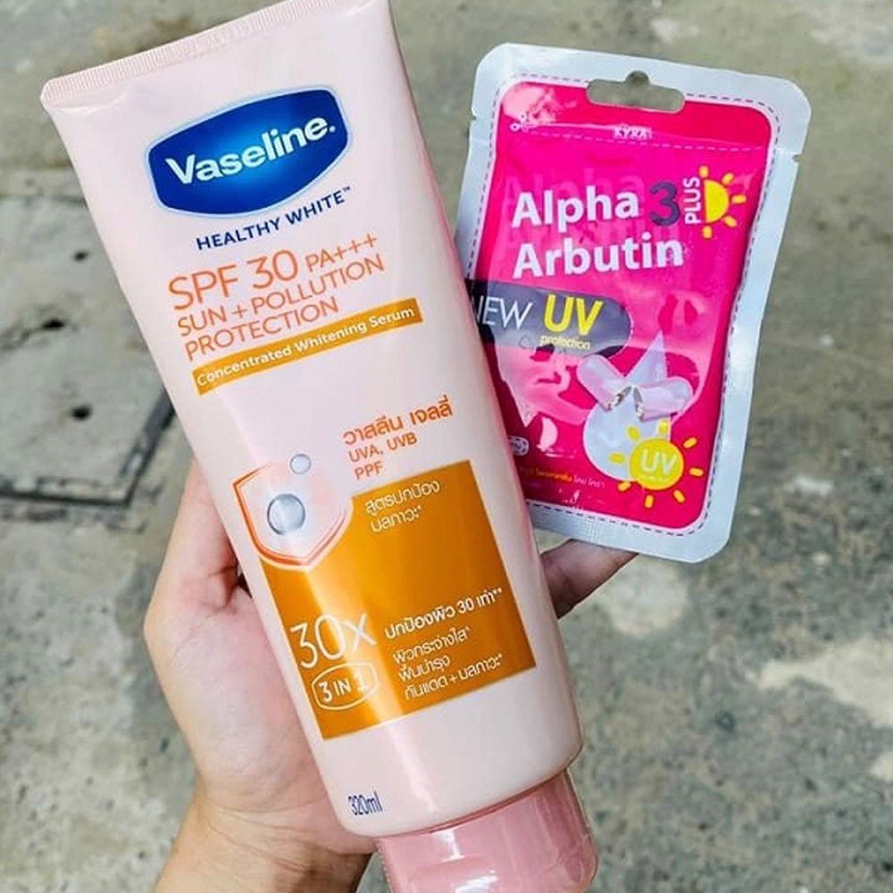 Lotion Dưỡng thể Vaseline Healthy White 30X Sun + Pollution Protection Serum SPF 30 PA+++