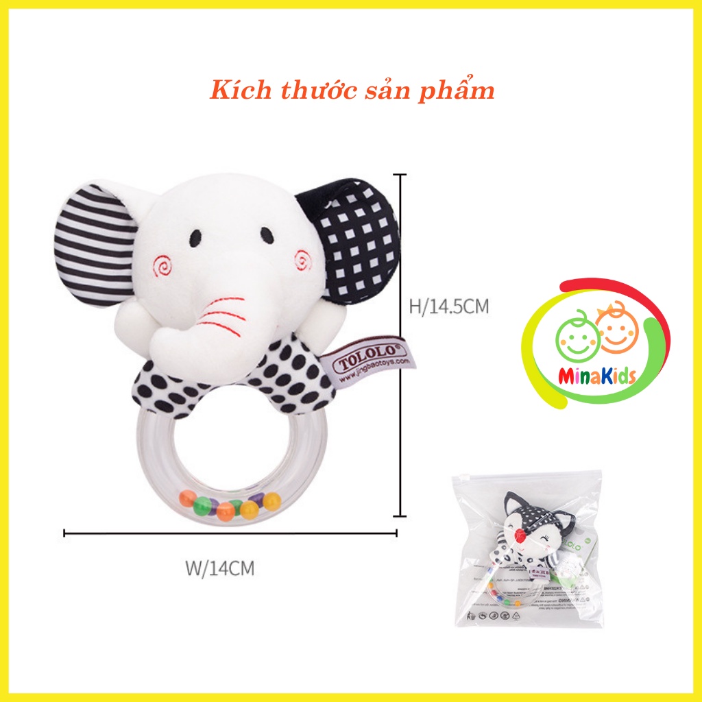 Lục Lạc Cầm Tay Hình Thú Nhồi Bông Đáng Yêu Cho Bé Đồ Chơi Chút Chít Đen Trắng Kích Thích Thị Giác TCT18