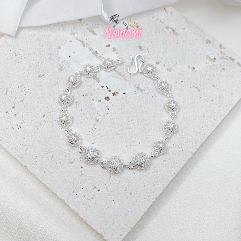Lắc tay vòng tay nửa cầu hoa văn cách điệu độc đáo MAINOMI Shop bạc xinh