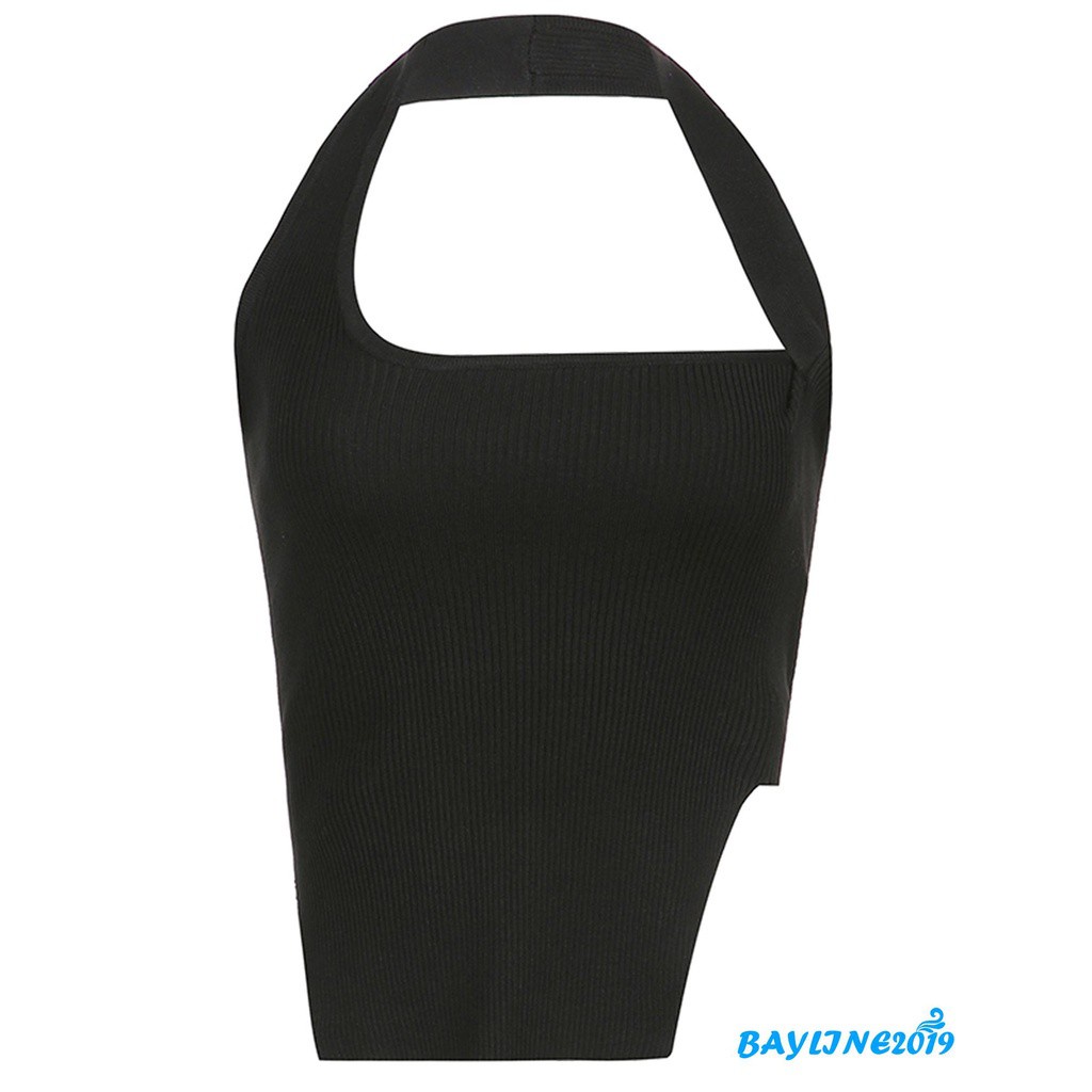 Áo ba lỗ dệt kim không tay màu sắc đơn giản cho nữ