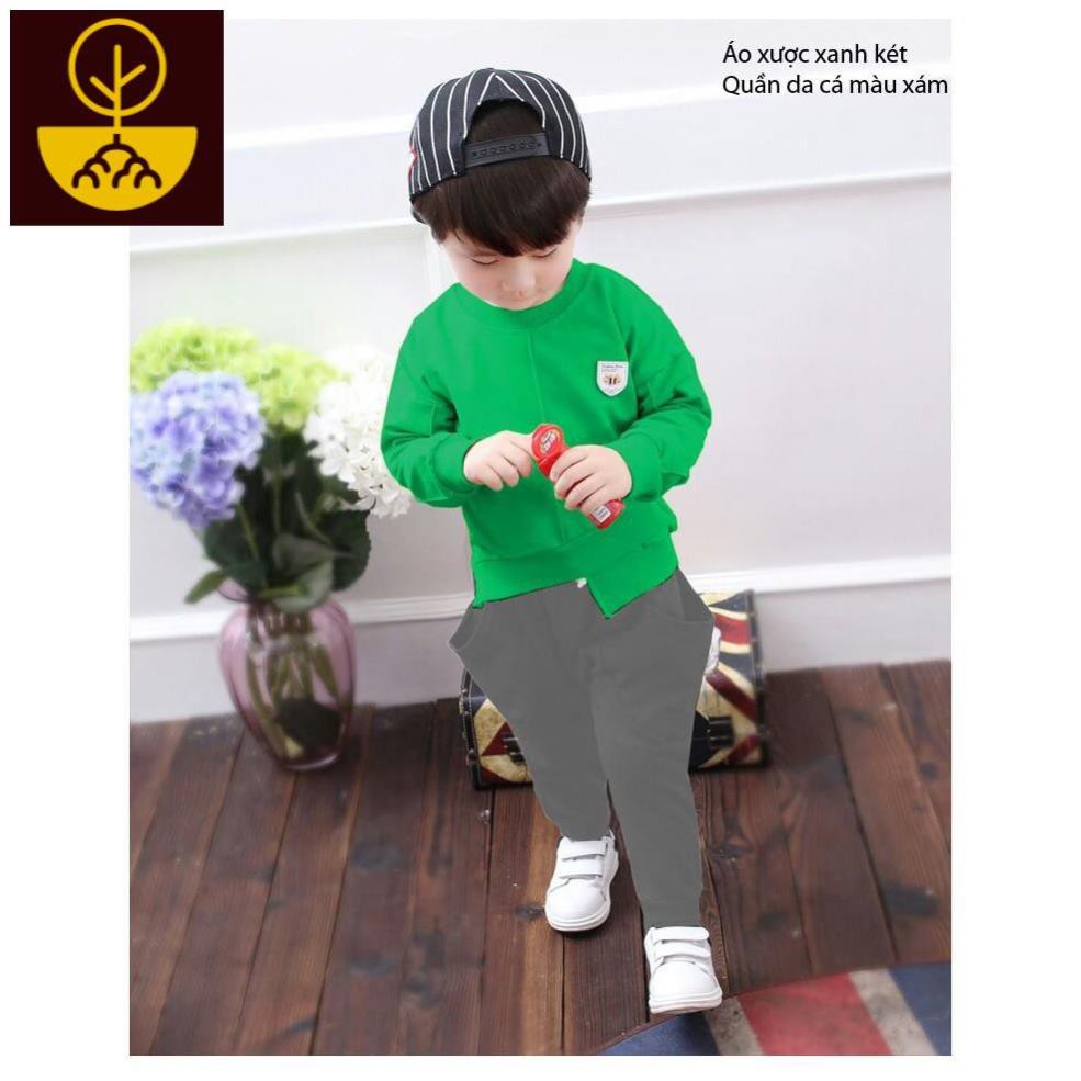 [HOT] Đồ bộ quần áo dài tay cho bé trai, hình thêu, may kiểu lệch tà sành điệu - Quần áo trẻ em (190267) Mi Mi shop