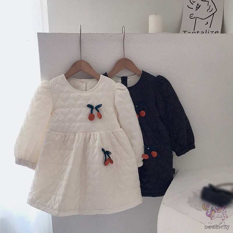 Đầm cotton dày thời trang mùa đông hàn quốc dành cho bé gái
