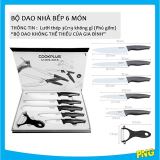 Bộ dao nhà bếp 6 món, bộ dao nhà bếp hợp kim thép phủ gốm ceramic