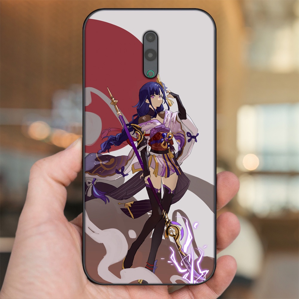 Ốp lưng Oppo Reno viền đen in hình Raiden Shogun Genshin Impact