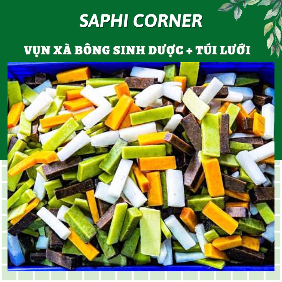 Vụn xà bông Sinh Dược 500g, xà phòng nghệ mướp đắng 100% Thiên Nhiên An Toàn cho Da, Thơm mùi thảo dược - Saphi Corner