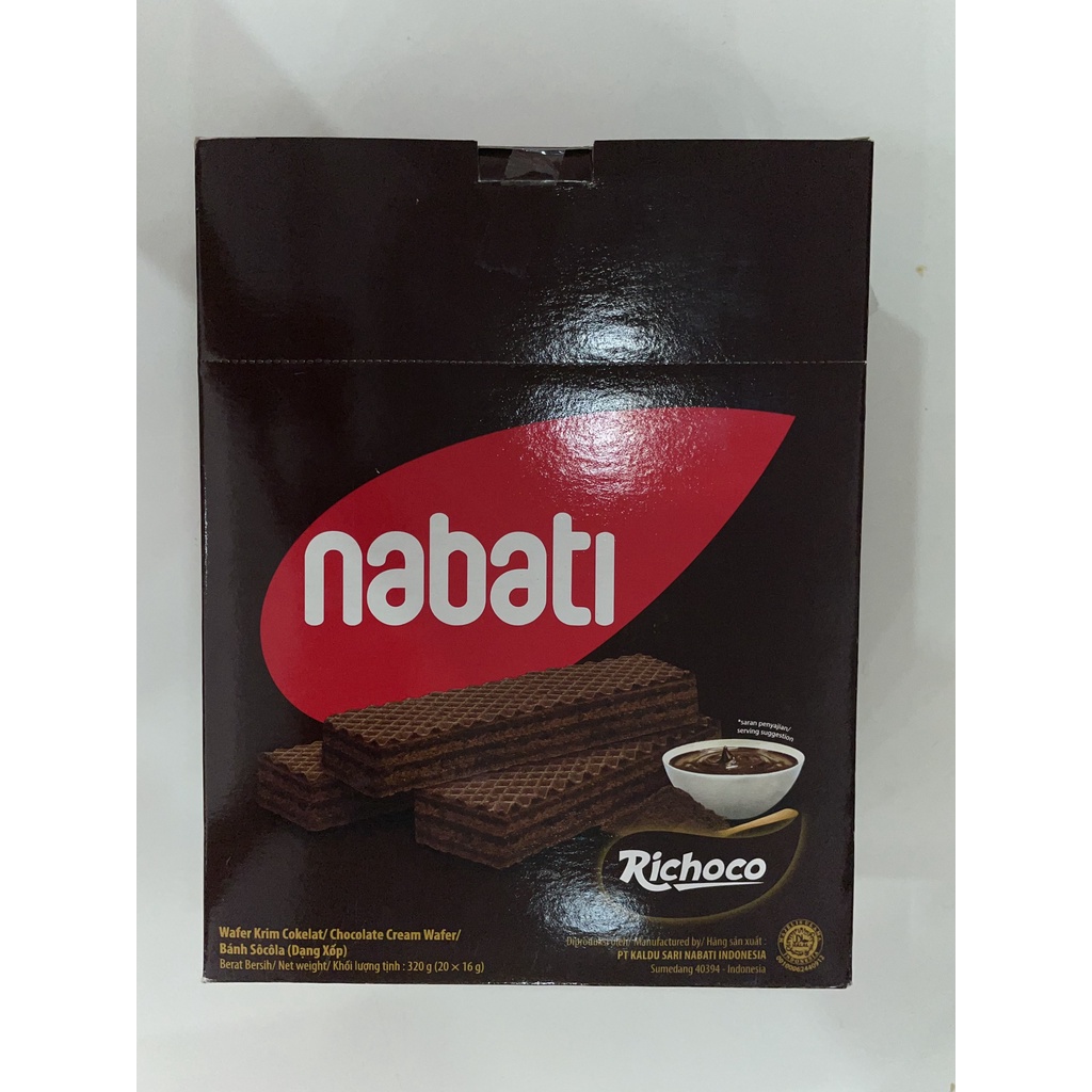 Bánh Sôcôla (Dạng Xốp) Richoco Nabati Chocolate Cream Wafer (Hộp 20 thanh x 16g)