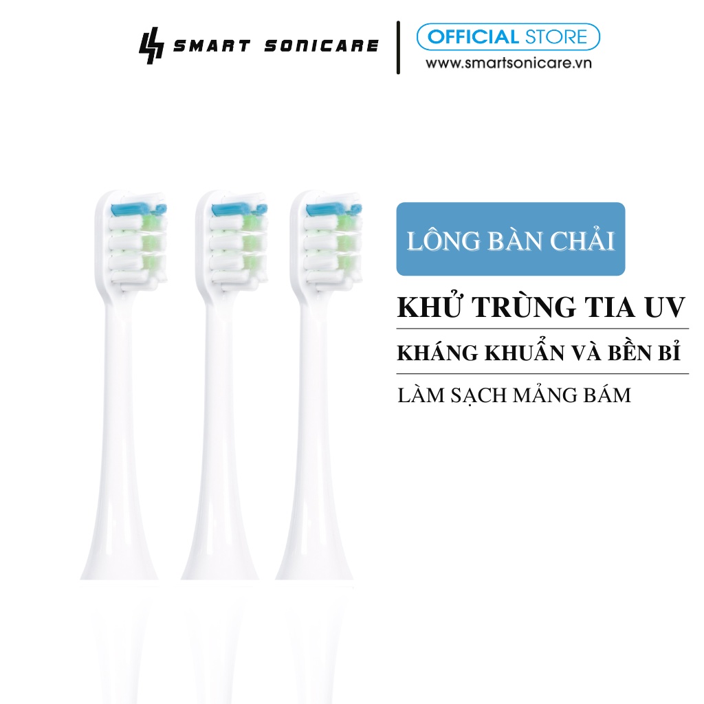 Đầu bàn chải thay thế cho bàn chải điện Smart Sonicare SS01- Trắng-làm sạch mảng bám, diệt vi khuẩn