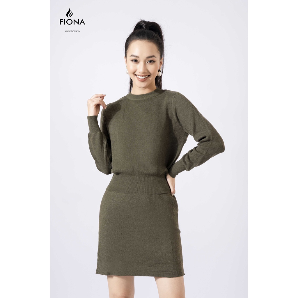 Áo Len nữ Dài Tay Nữ FIONA, Áo Len Cổ Tròn Màu Trơn Mã F850731