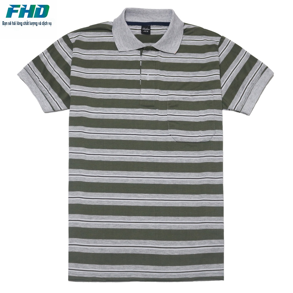 Áo Thun Nam Trung Niên Kẻ Sọc Ngang Nhỏ Chất Vải Thun Mềm Mịn Co Giãn Nhẹ Bền Màu FHDA013