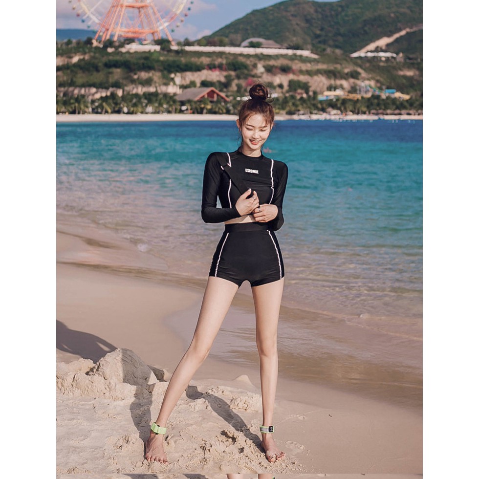 Bikini, bộ bơi dài tay US RONNIE 2 sọc chất thun lạnh co giãn hàng Quảng Châu | BigBuy360 - bigbuy360.vn