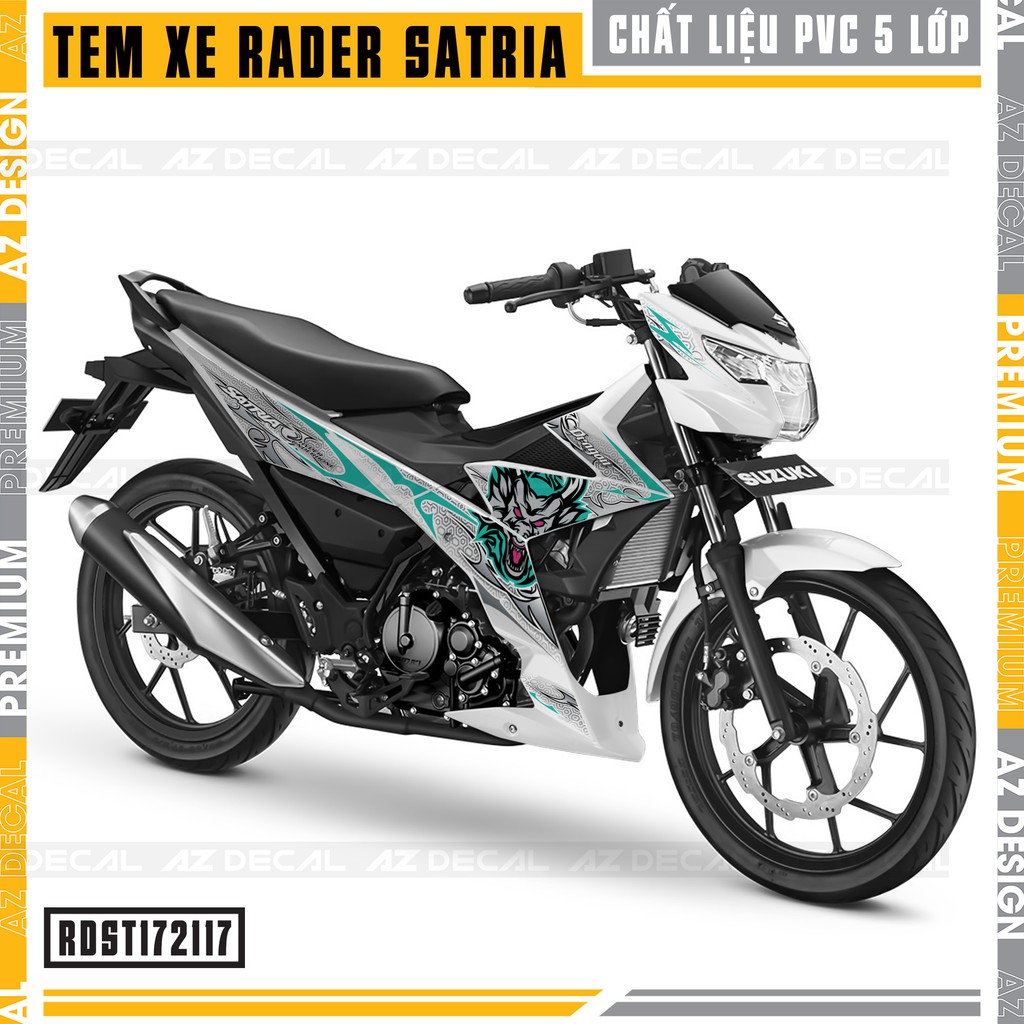 Tem Xe Suzuki Raider - Satria Mẫu Dragon | RDST172117 | Chất Liệu Decal PVC Chống Nước, Màu Đỏ Đen, Xanh Đen, Trắng Xanh