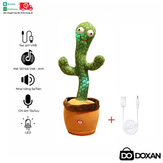 Xương rồng nhảy múa - Bản cao nhất: 120 bài hát Việt Anh, sạc điện, ghi âm, nhại tiếng, led kèm dây sạc usb