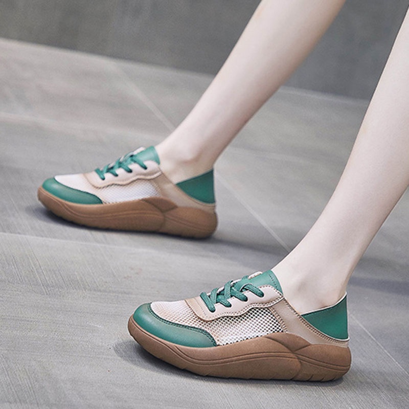 Giày thể thao trắng IELGY phối lưới thoáng khí thời trang cho nữ