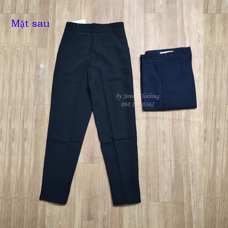 Quần tây baggy nữ Ladya lưng cao 1 khuy có túi trước vải tuyết mưa học sinh đi học đi làm màu đen xanh M083