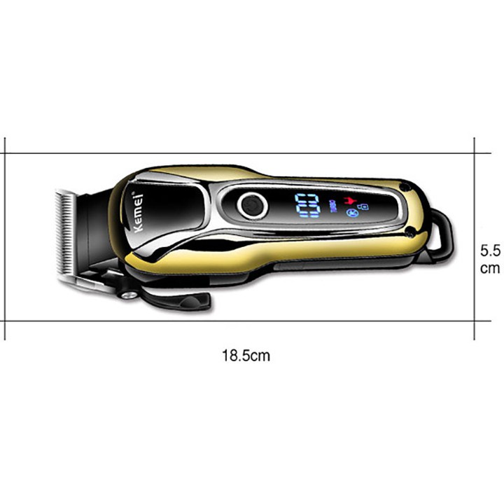 Tông đơ cắt tóc không dây chuyên nghiệp Kemei KM-1990 chế độ Turbo siêu mạnh, cắt tóc nam nữ. Hàng loại 1.