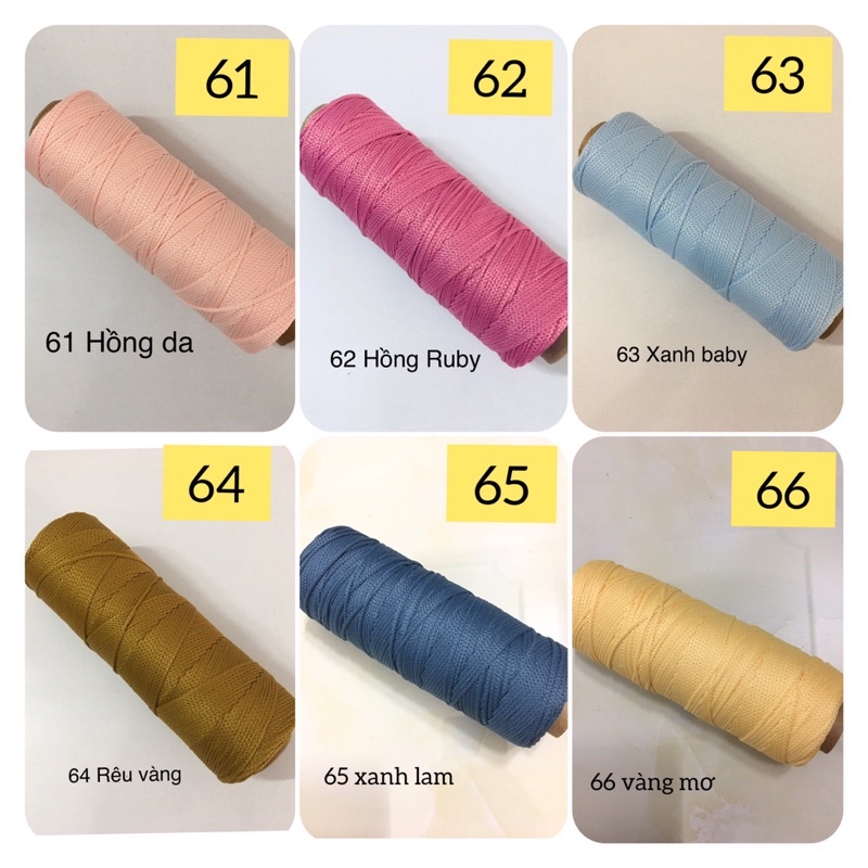 Sợi dệt trơn cotton lõi đen 125gr ( Bảng màu từ 43-64)