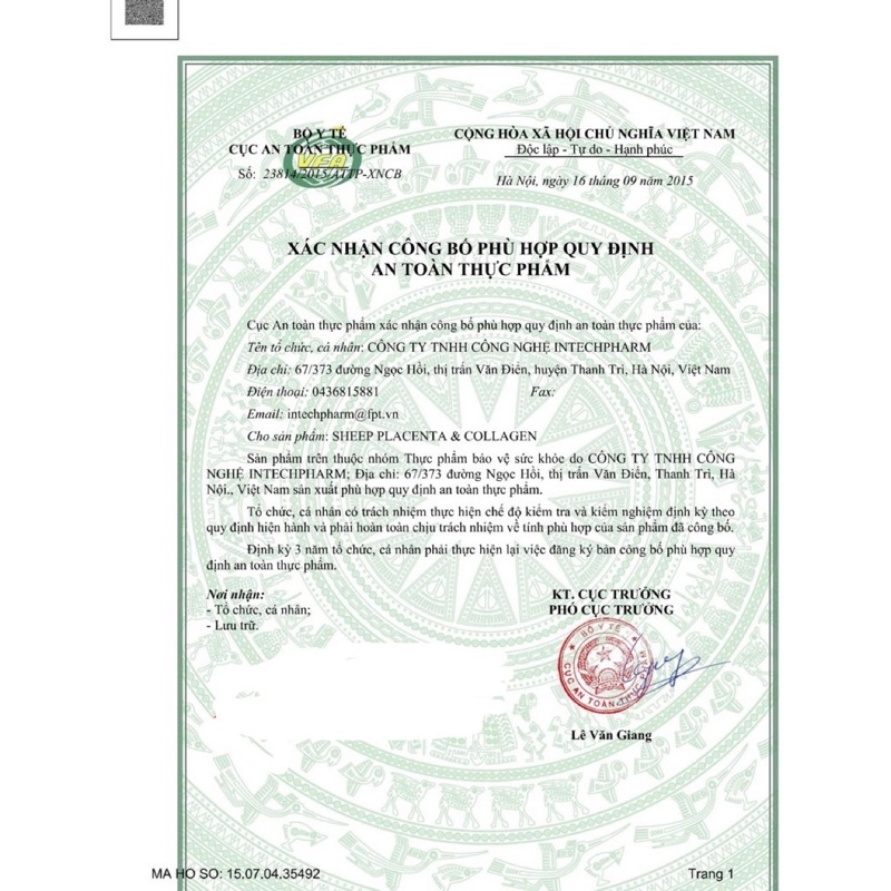 Nhau Thai Cừu Kingphar Sheep Placenta & Collagen