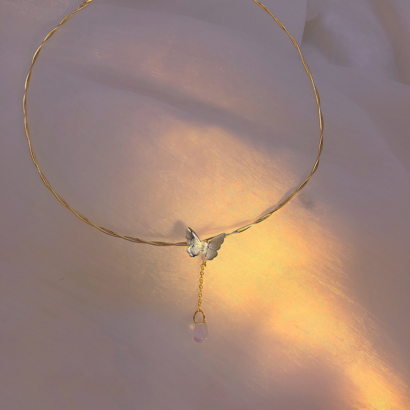 iF YOU Vòng cổ   mạ vàng mặt bướm tua rua phong cách cổ điển