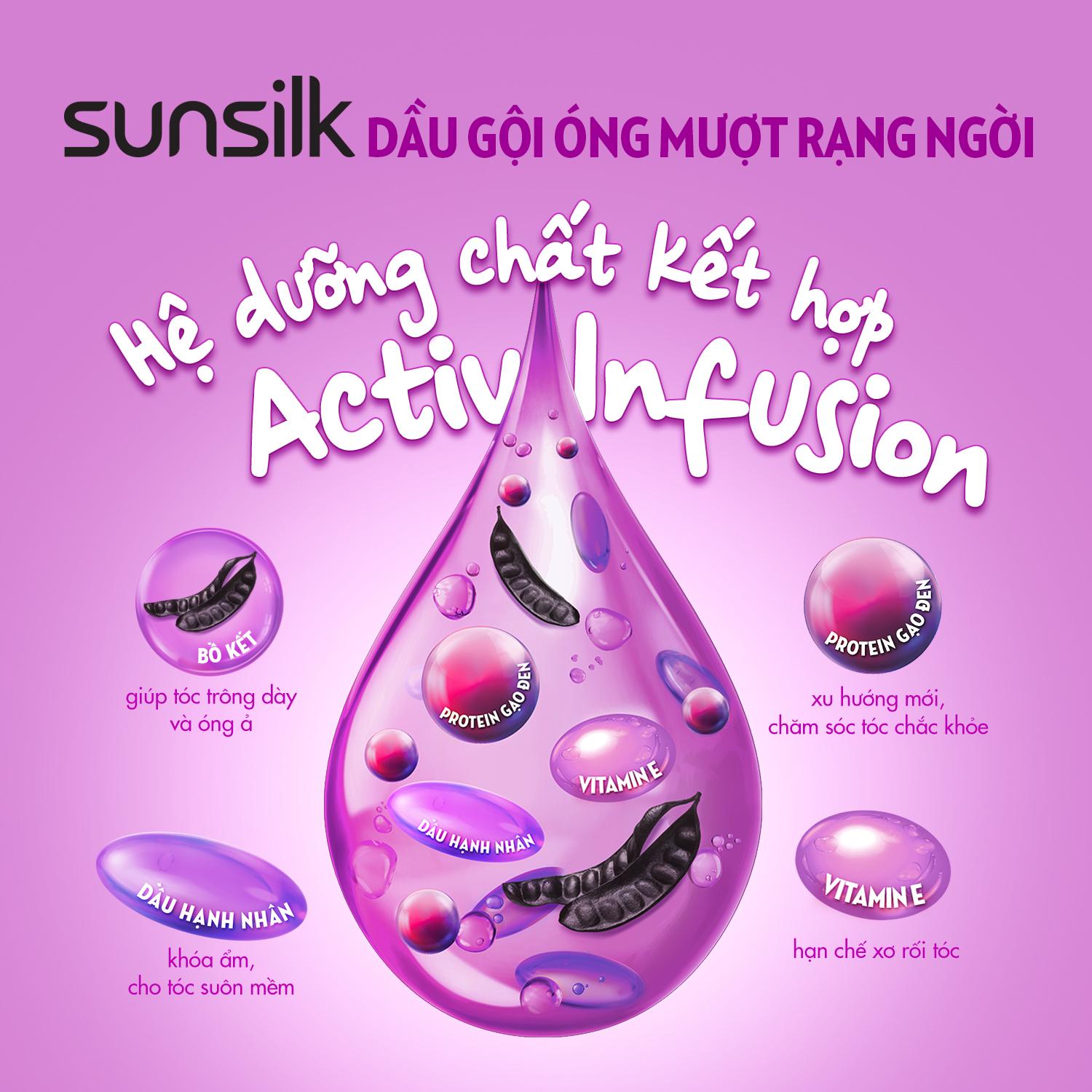 Dầu gội Sunsilk 650g làm sạch và mềm mượt tóc gấp 5 lần, cho mái tóc ngát hương suốt 48h