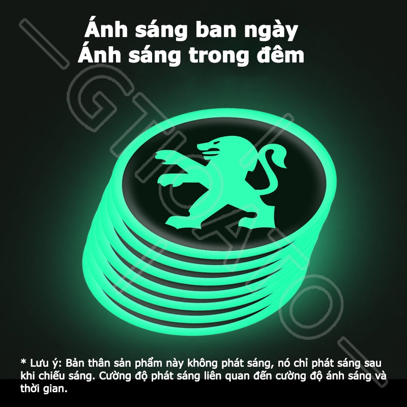 GTIOATO Ánh Sáng Ban Đêm Decal DáN Xe MiếNg DáN ChốNg NưỚC Ô Tô Tem Logo DáN Xe Bánh Xe Nắp Bình Xăng Bát Cửa Cảnh Báo HìNh DáN Xe Trang Trí Ô Tô Cho Peugeot 3008 2008 307 405 207 208 206 306 5008 406 407 308 4008 Rcz 408
