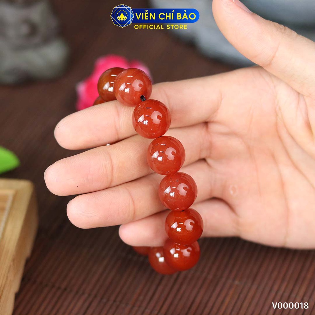 Vòng tay đá phong thủy đỏ mệnh hỏa chất liệu đá tự nhiên thời trang phụ kiện trang sức Viễn Chí Bảo V000019