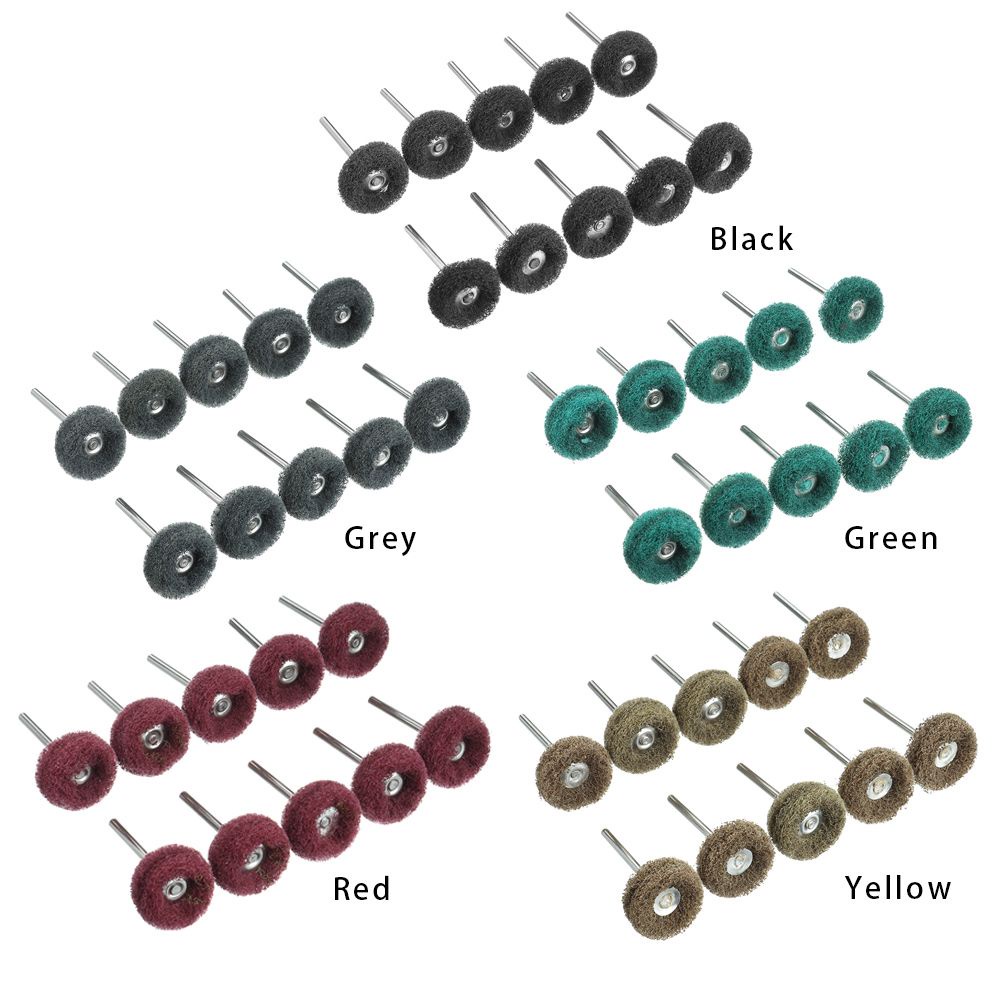 10 Đầu bàn chải mài nhỏ gọn thân 3mm bằng nylon dùng để đánh bóng