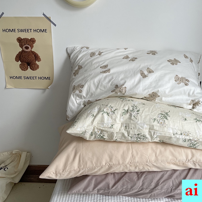 Vỏ Gối Đơn Bằng Cotton Nguyên Chất 48 * 74 In Họa Tiết Phong Cách Hàn Quốc