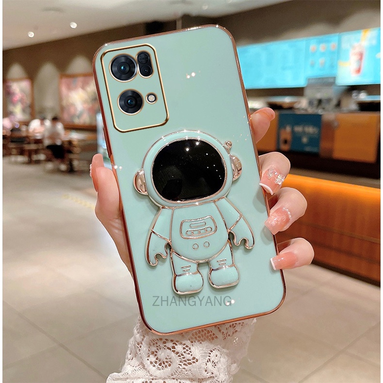 ốp lưng oppo a16k Gel silica TPU Mạ điện 3D Phi hành gia có chân đế ốp điện thoại oppo a16k