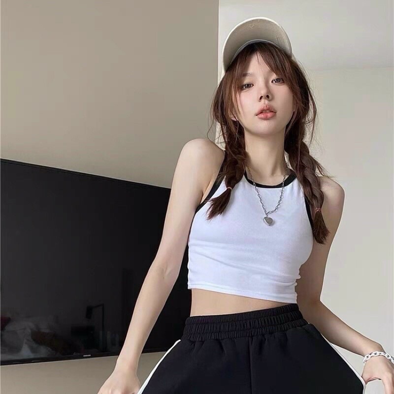 Áo ba lỗ viền đen trắng ,chất thun gân dày dặn co giãn thoải mái -A18