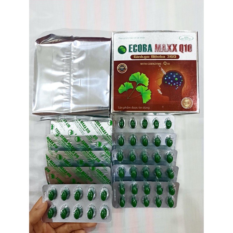 GINKGO BILOBA 360mg - Bổ não Ecoba maxx Q10 viên nang mềm