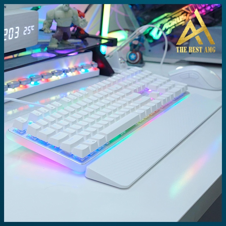 Bàn Phím Gaming Có Dây Led RGB Kèm Kê Tay Royal Kludge RK918 Màu Trắng - Bàn Phím Cơ Máy Tính Laptop Thiết Kế Cực Đẹp