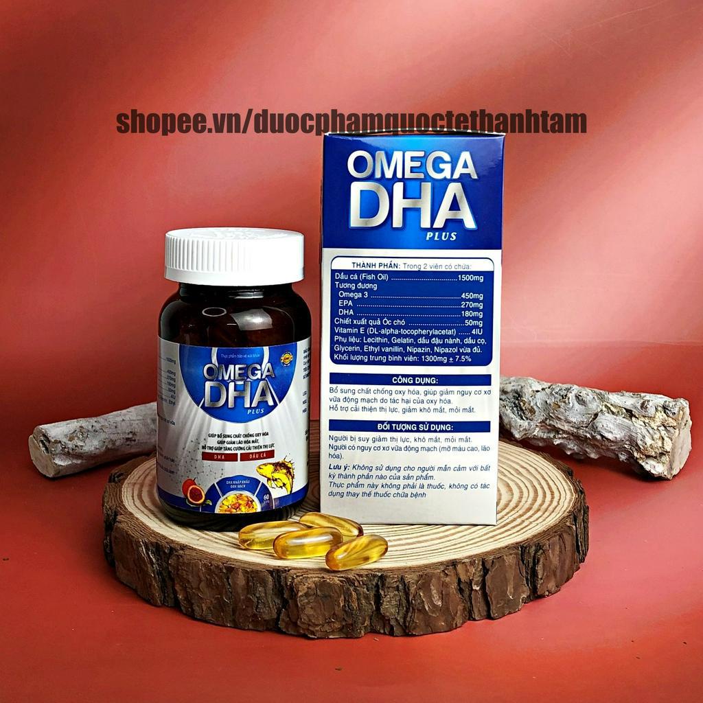 Viên dầu cá Omega DHA plus với chiết xuất quả óc chó, giúp bổ não, sáng mắt, tốt cho tim mạch - Hộp 60 viên