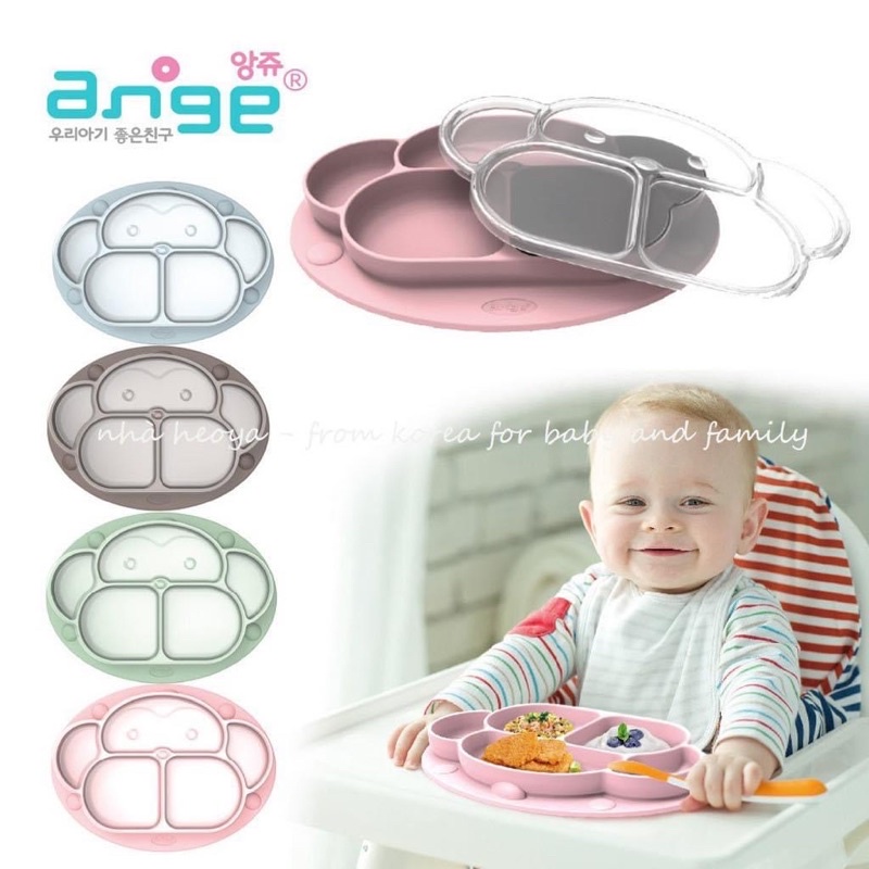HÀNG CHÍNH HÃNG CÔNG TY ) KHAY ĂN DẶM ANGE KÈM NẮP CHẤT LIỆU 100% SILICON CHÍNH HÃNG TỪ HÀN QUỐC