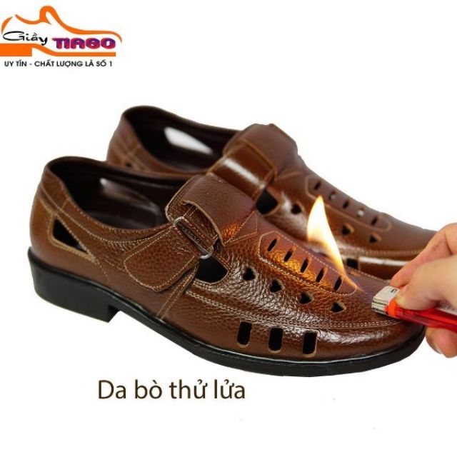 Giày rọ nam da bò cao cấp - giày xương cá đế cao su khâu xung quanh , bảo hành 12 tháng
