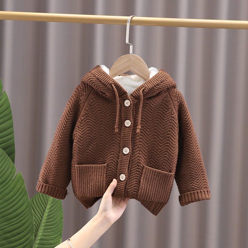 💕Áo khoác len lót lông 3 màu dày đẹp cho bé, áo khoác cho bé gái cực xinh💕