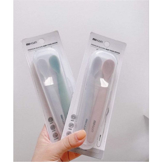 SET 2 THÌA ĂN DẶM SILICON MOYUUM HÀN QUỐC CHO BÉ
