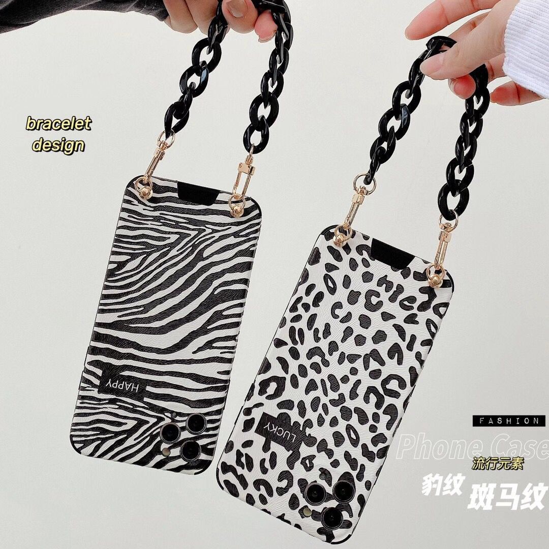 Ốp điện thoại mềm họa tiết ngựa vằn/da báo kèm chuỗi dây cho IPhone 12pro Max 11 pro Max X XS XR XSMAX 7 8 Plus | BigBuy360 - bigbuy360.vn