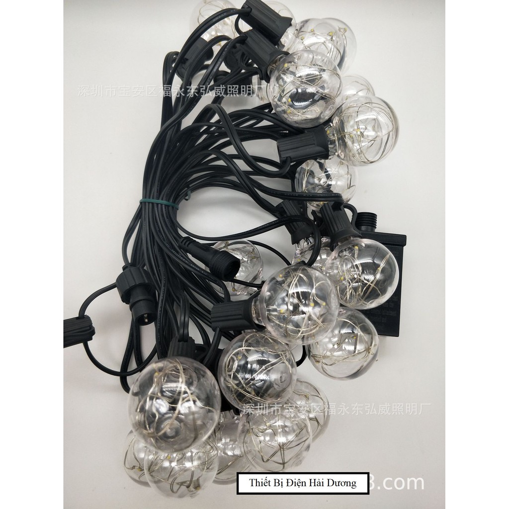 Bộ Dây Đui Trang Trí Bóng Led Đom Đóm G40 25 Bóng 10m Chống Nước (Kèm Bóng)