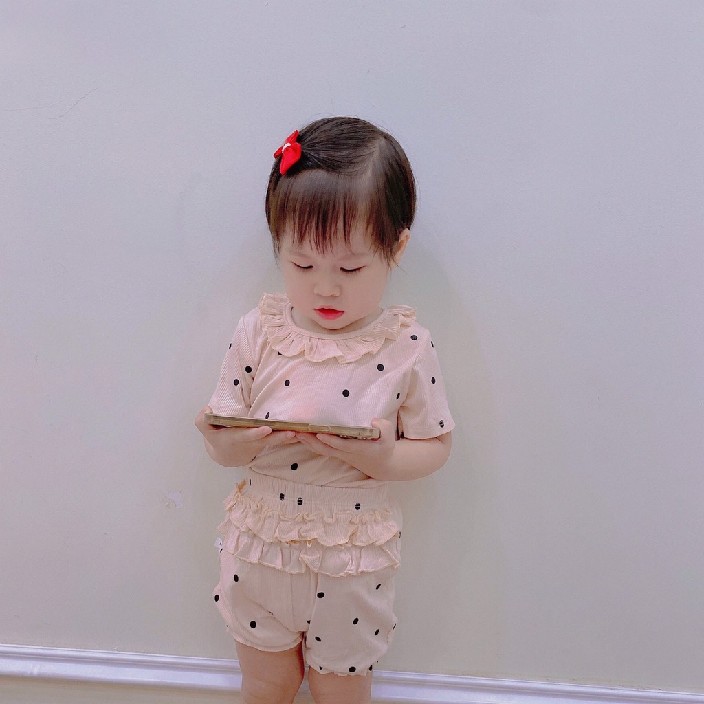 Sét bộ tăm lạnh chấm bi cho bé gái.