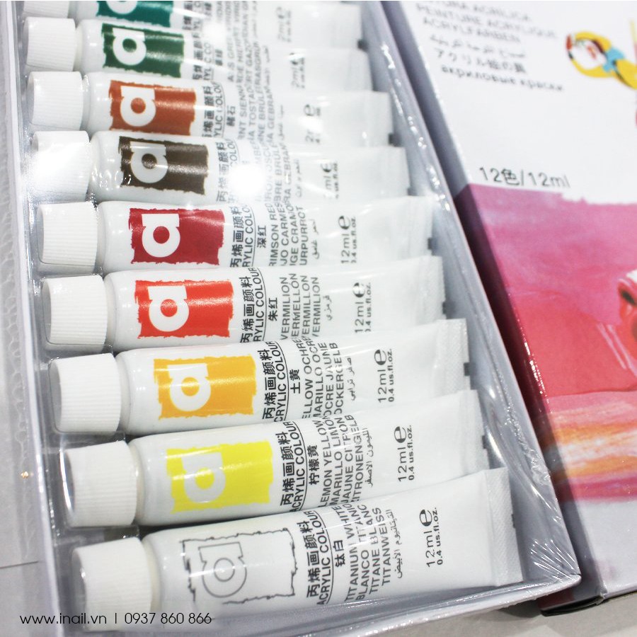 Sét Bột Vẽ Cọ Bản 12 Màu Chuẩn Đẹp MAGI-WAp Acrylic Color