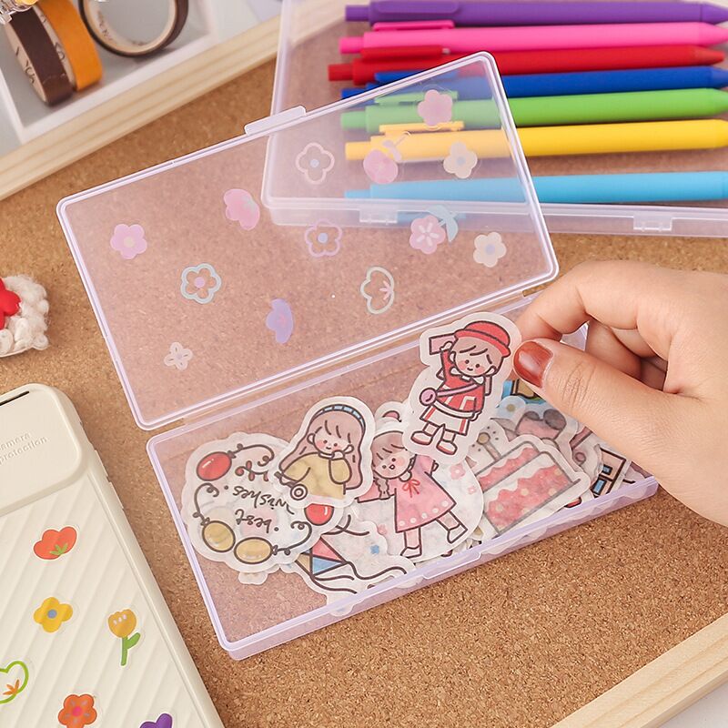 Transparent Desktop Organizer Pencil Box Plastic Desk Storage Box Classification Box School Office Stationery