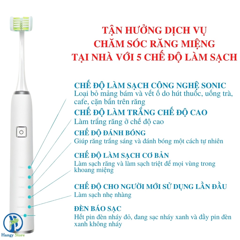 Bàn chải điện đánh răng 3D LEYUYO công nghệ làm sạch mới kèm 4 đầu chải