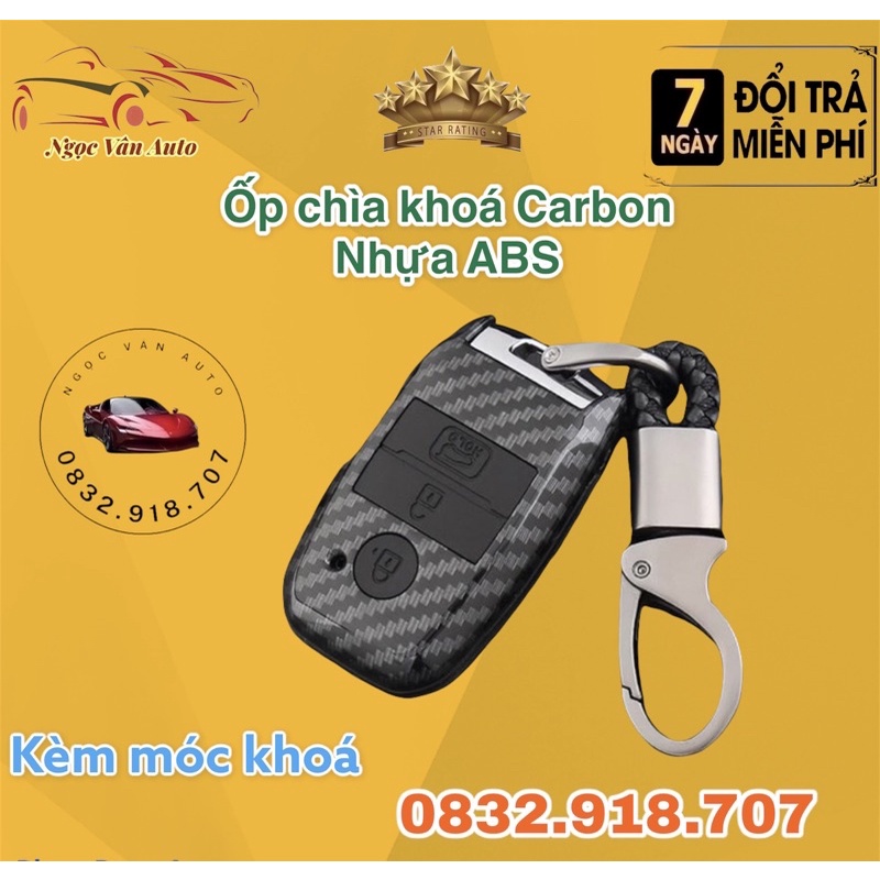 Ốp chìa khoá Kia Cerato, K3, K5, Seltos, Morning, Sorento, Rondo - Ốp Carbon chìa thông minh 3 nút