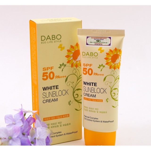 [ Hàng chính hãng] Kem Chống Nắng Hoa Cúc Trắng Da Sạch Nhờn Dabo Whitening Sunblock Cream Hàn Quốc (70ml)