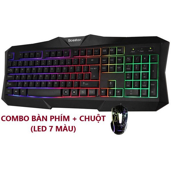 (CHUYÊN SỈ LẺ) (LED 7 MÀU) BỘ BÀN PHÍM VÀ CHUỘT CHUYÊN GAME BOSTON 837 (GIÁ RẺ)