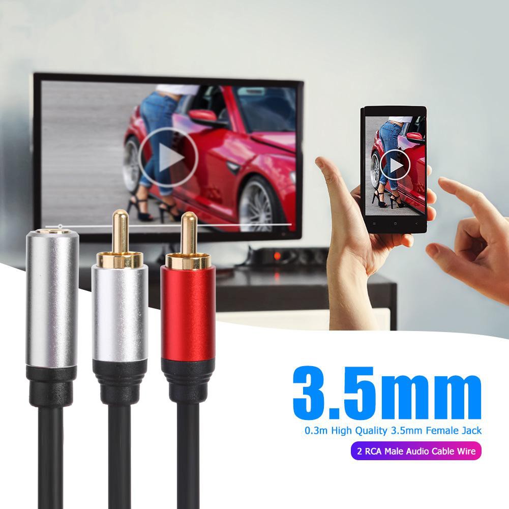 Dây Cáp Âm Thanh Chữ Y 0.3m 3.5mm Với 2 Đầu Rca