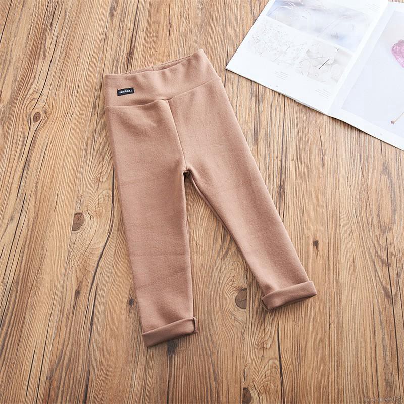 Quần legging cotton lưng thun màu trơn in họa tiết xinh xắn cho bé gái